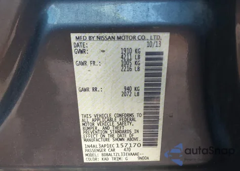 2014 Nissan Altima 2.5 Sv from USA, damaged, VIN 1N4AL3AP1EC157170
